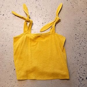 Express gold tie strap 100% cotton tank top